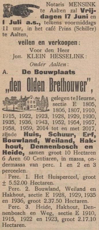 Brethouwerweg 5, Heurne (Olde Brethouwer) - Aaltensche Courant, 15-06-1910