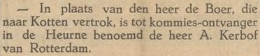 Grenskantoor Heurne (Aalten), A. Kerbof - Aaltensche Courant, 05-02-1926