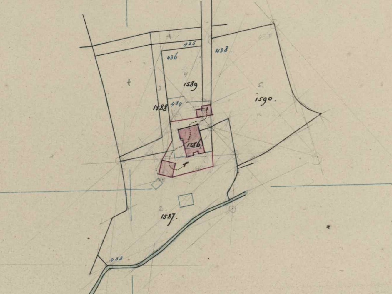 Hondorpweg 1, Heurne (Kortbeek) - Fragment kadastrale kaart, 1881