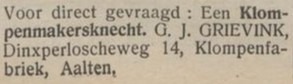 Klompenfabriek Grievink, Aalten - De Graafschapper, 05-11-1940