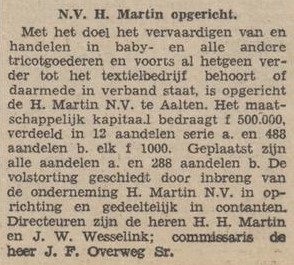 N.V. Martin opgericht, Aalten - Zutphens Dagblad, 29-08-1951