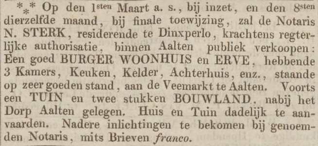 Veemarkt, Aalten - Opregte Haarlemsche Courant, 25 februari 1850
