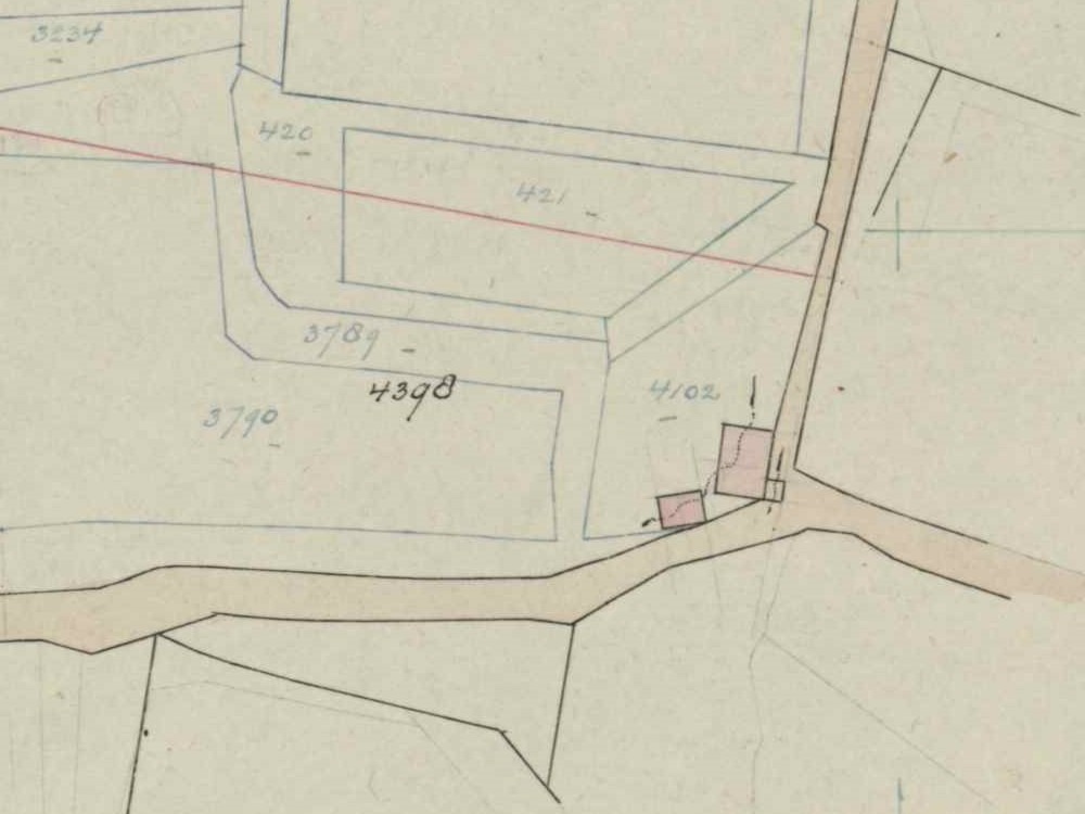 Romienendiek 6, Dale (Slikkertap) - Fragment kadastrale kaart, 1923