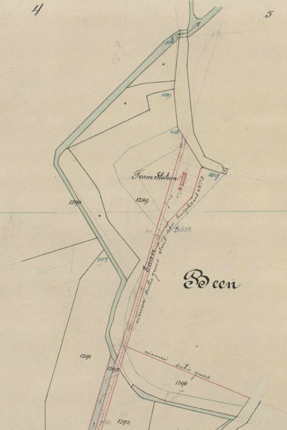 Tramstation, Bredevoort - Fragment kadastrale kaart, 1912