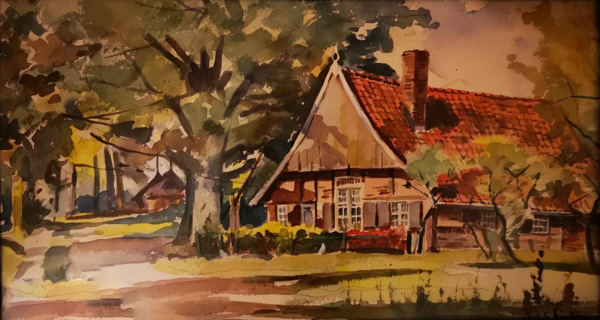 Boerderij Eskes, geschilderd door Piet te Lintum