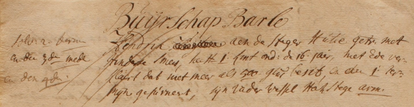 Steger Hutte, Barlo - Liberale Gifte 1748