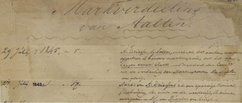 1845 application by A. Driessen - Geldersch Archief