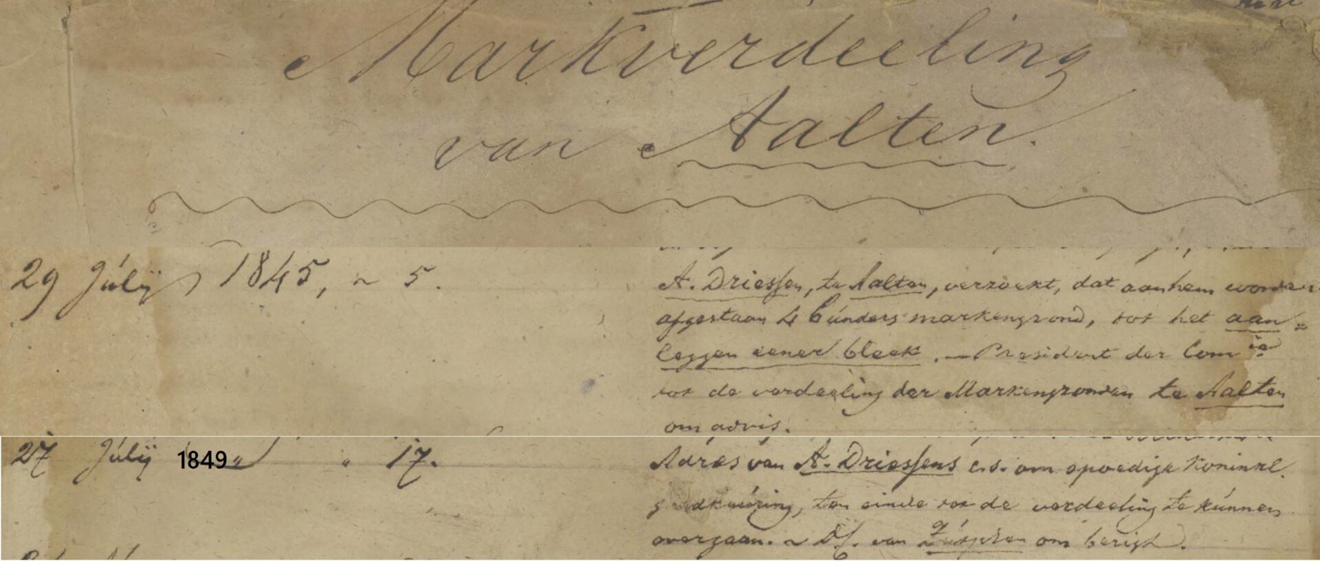 1845 Verzoek van A. Driessen - Geldersch Archief