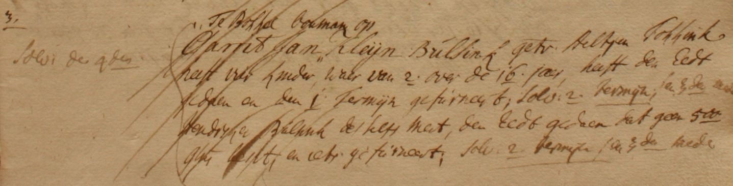 Klein Bulsink, Lintelo - Liberale Gifte 1748