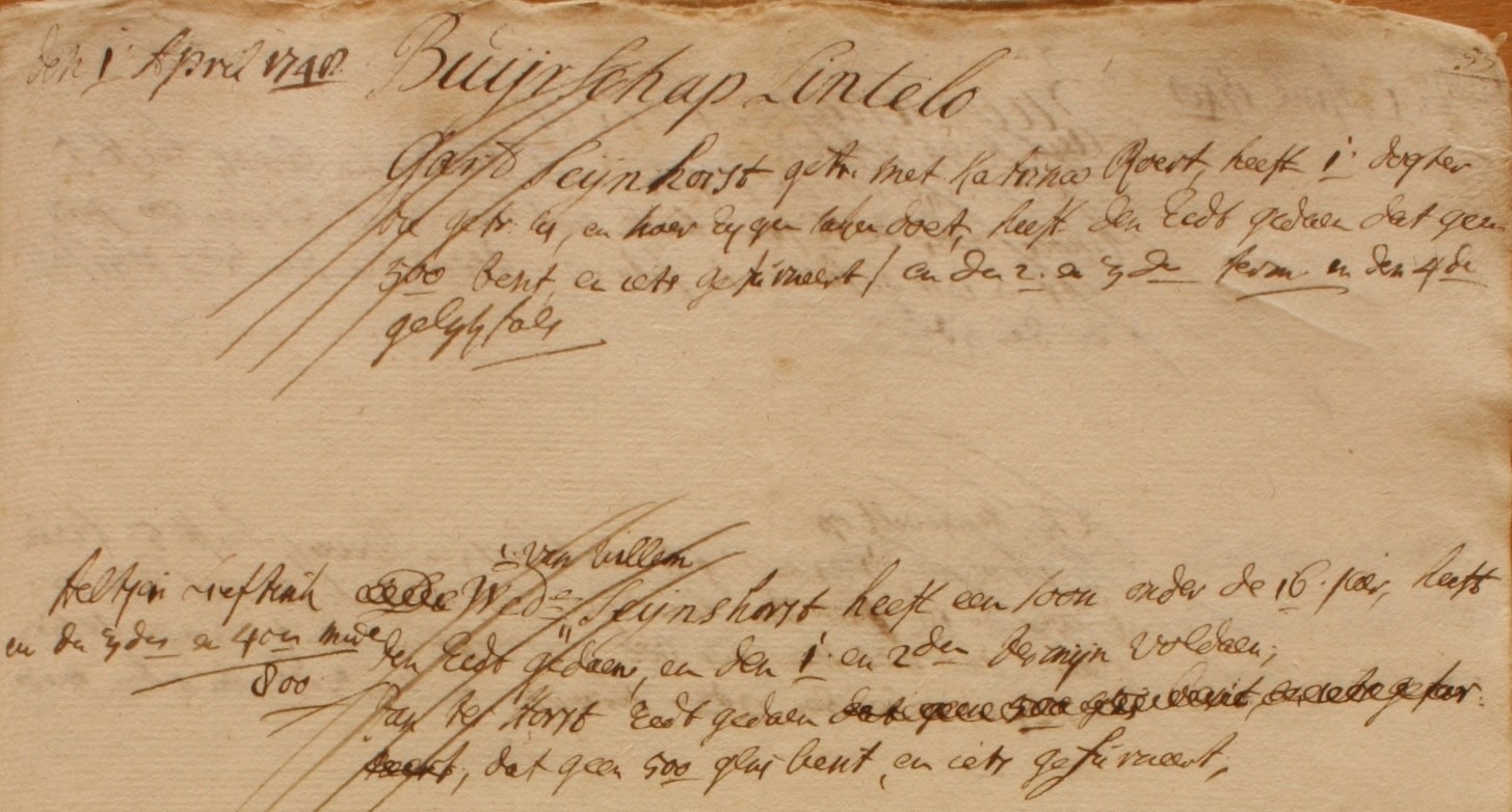 De Horst, Lintelo - Liberale Gifte 1748