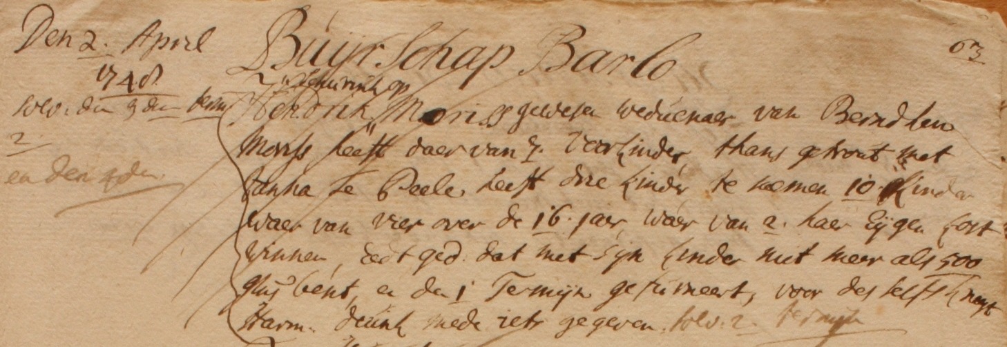 Maris, Barlo 1 - Liberale Gifte 1748