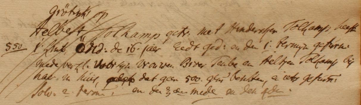 Barlo 35, Tolkamp, Liberale Gifte 1748