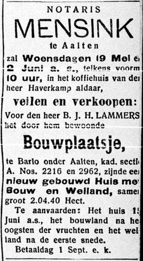 Markelinkmaat, Barlo, Graafschapbode, 08-05-1909