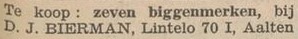 D.J. Bierman, Lintelo - De Graafschapper, 13-12-1940