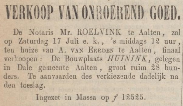 Huinink, Dale - Zutphensche Courant, 13-07-1869