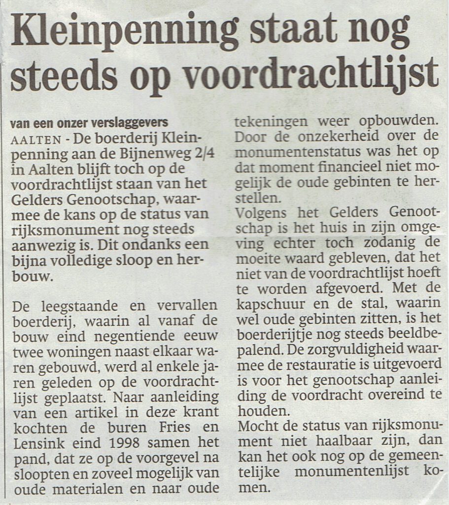 Kleinpenning, Dale - Gelders Dagblad 08-03-2001