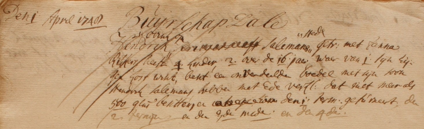 Saalmans, Dale, Liberale Gifte 1748