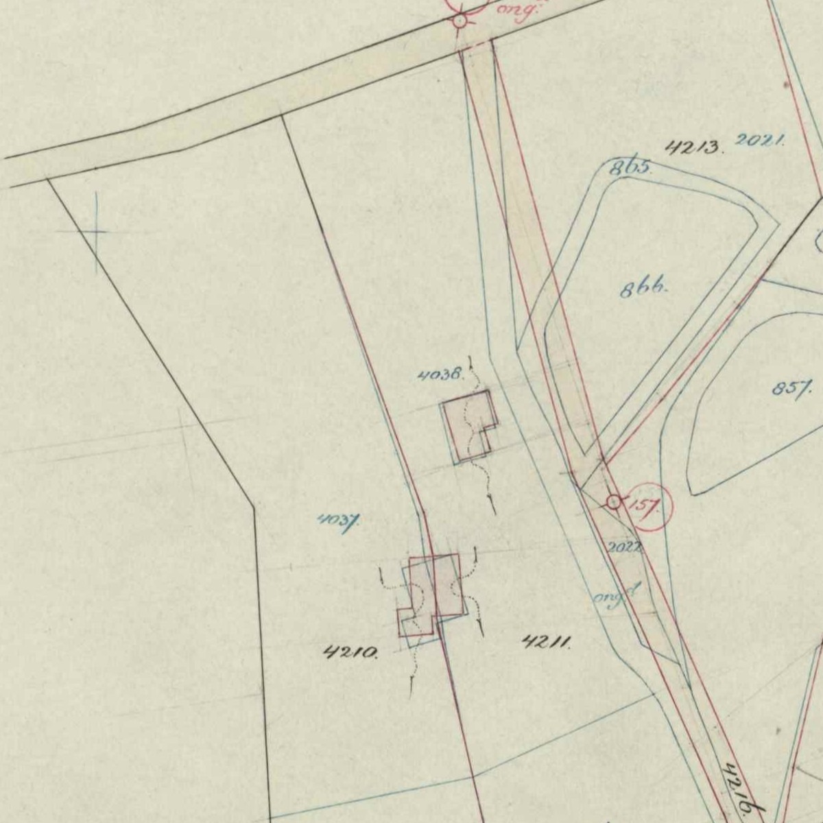 De Brake, Lintelo - Fragment kadastrale kaart, 1936