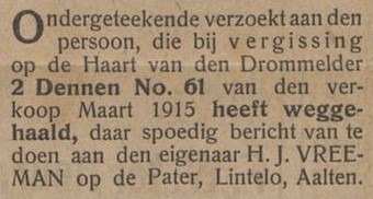 De Pater Lintelo (Vreeman) - Aaltensche Courant, 25-03-1916