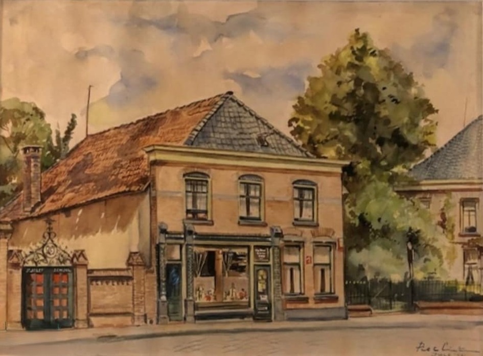 Dijkstraat 4, Aalten - Aquarel door Piet te Lintum