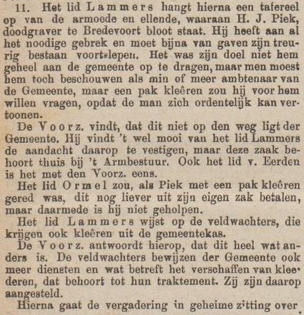 Doodgraver Piek, Bredevoort - Zutphensche Courant, 25-01-1893
