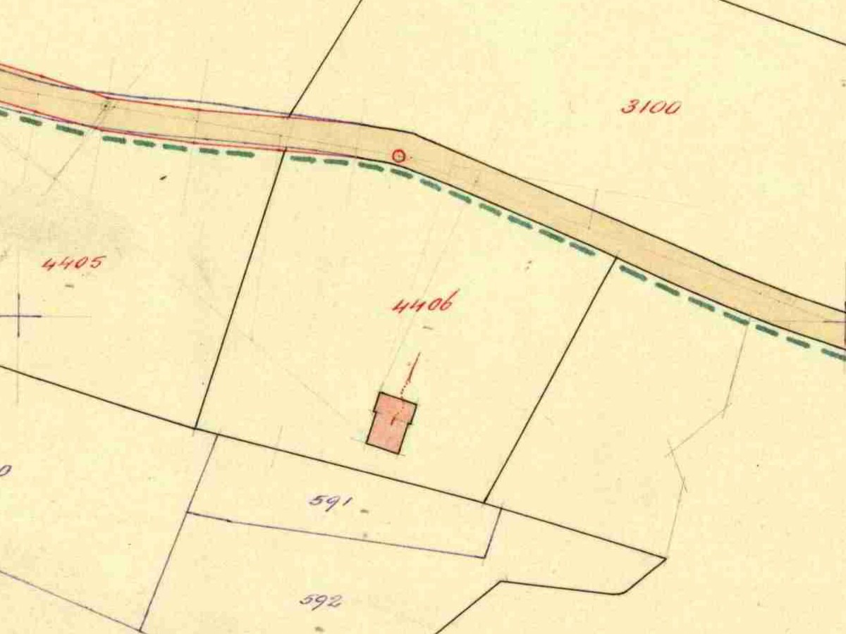 Gandvoortweg 1, Dale (Meinenmarke) - Fragment kadastrale kaart, 1949