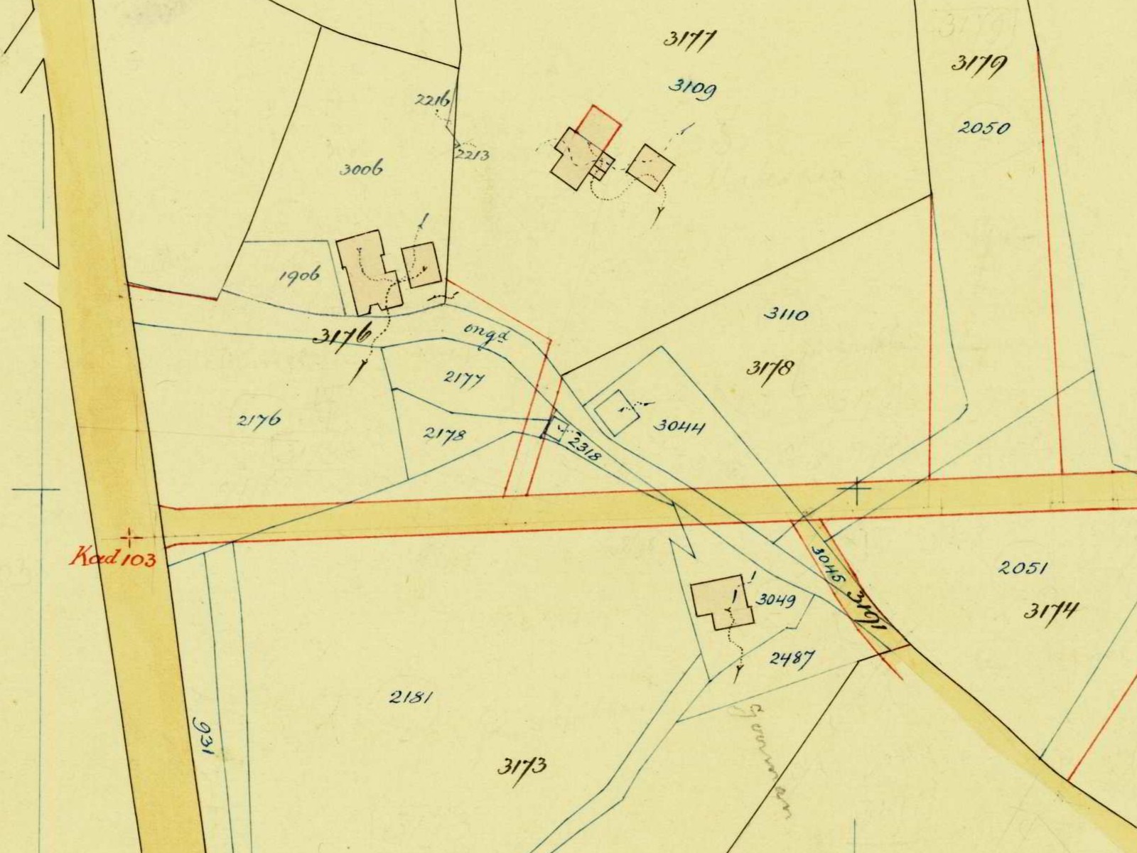 Goorman, Barlo - Fragment kadastrale kaart, 1934