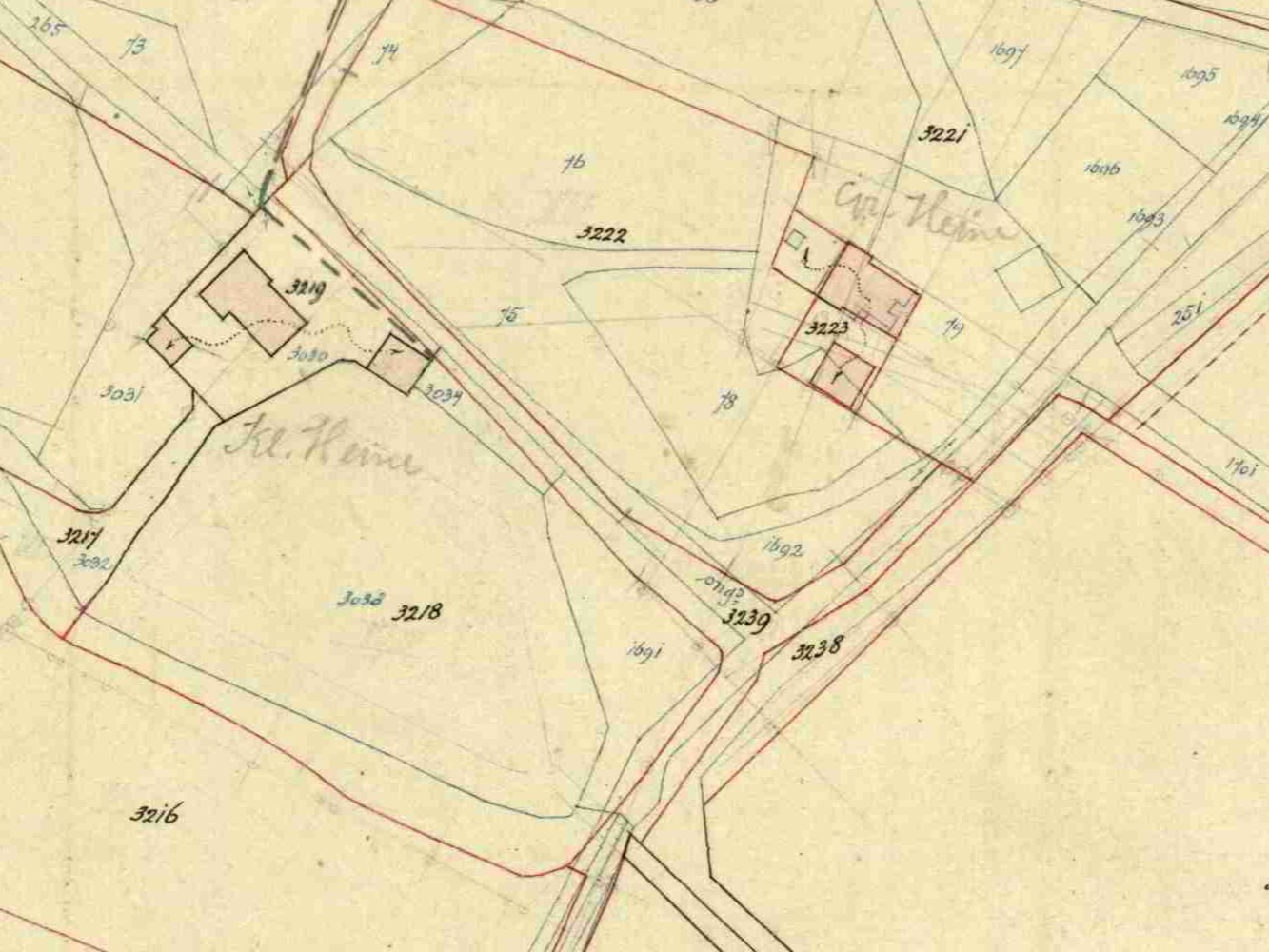 Groot & Klein Heinen, Lintelo - Fragment kadastrale kaart, 1883