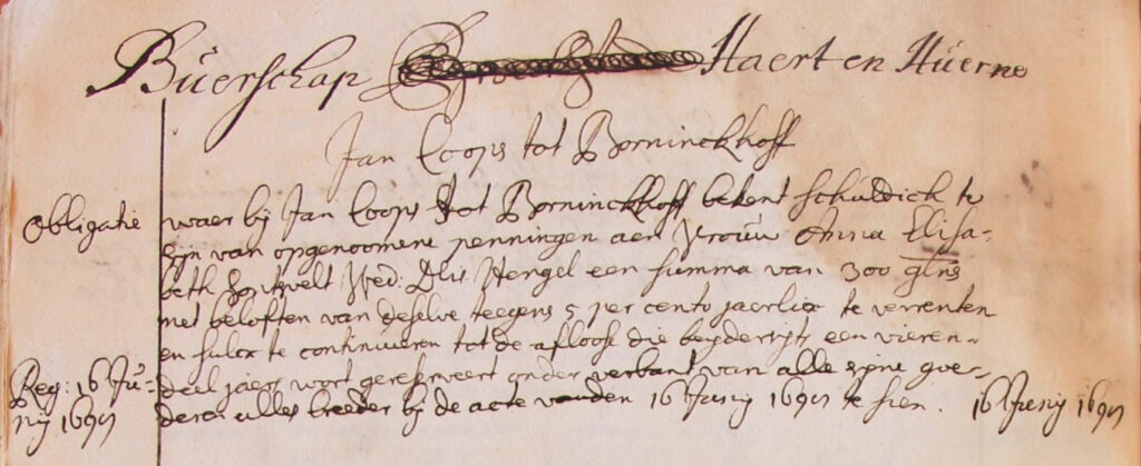 Haart - Borninkhof Akte 1699