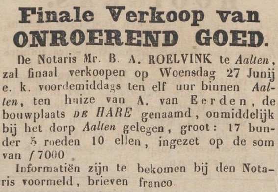 Hare, Haart - Zutphensche Courant, 23-06-1866