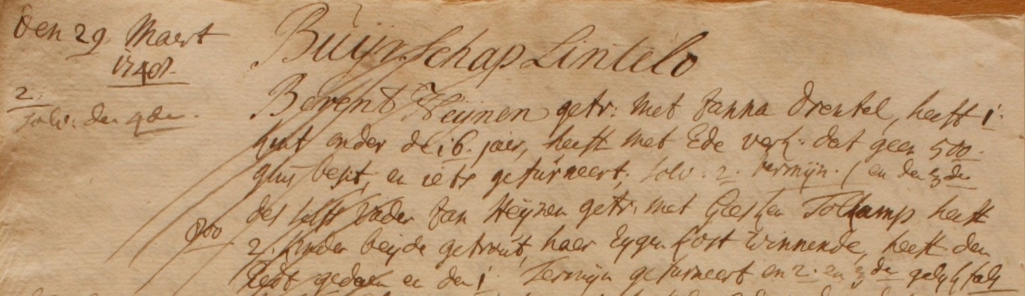 Heijnen, Lintelo - Liberale Gifte 1748