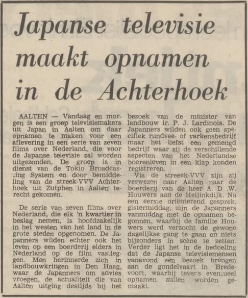 Japanse TV maakt opnamen in Aalten - Tubantia, 07-09-1972