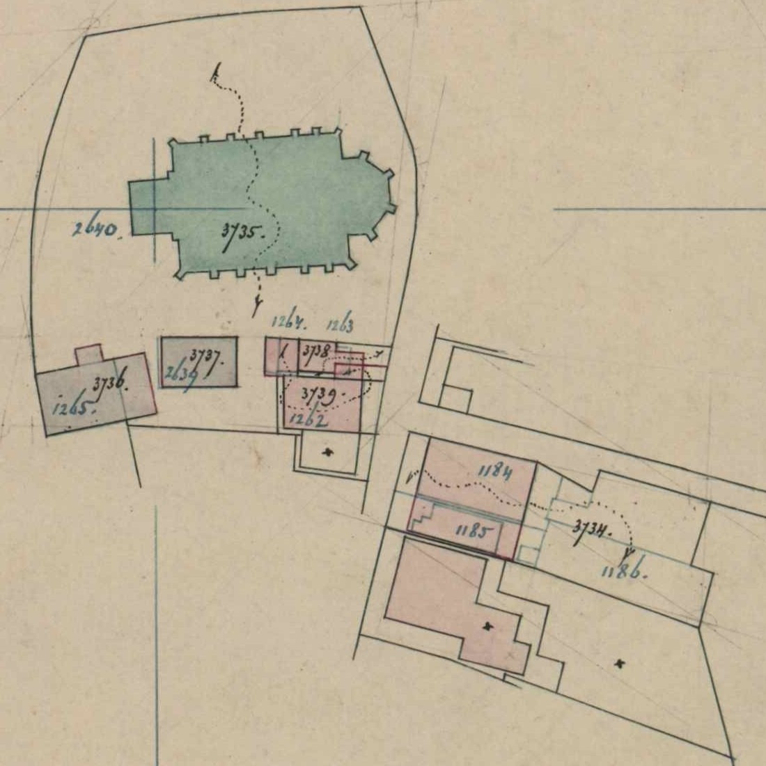Kerkstraat, Aalten - Fragment kadastrale kaart, 1882