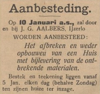 Klokkemakersweg 13, Aalten ('t Slat) - Aaltensche Courant, 30-12-1911