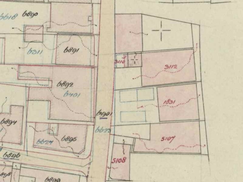 Landstraat-Markt, Aalten - Fragment kadastrale kaart, 1937