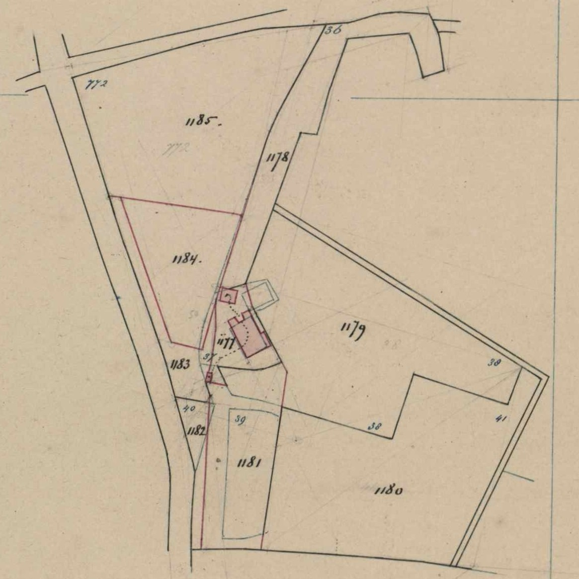 Lichtenvoordsestraatweg 76-78, Barlo (Grievinkpas) - Fragment kadastrale kaart, 1881