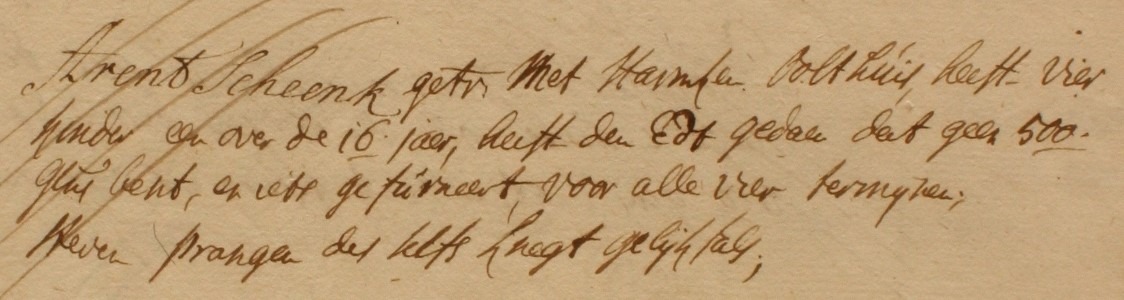 Scheenk, Lintelo, Liberale Gifte 1748