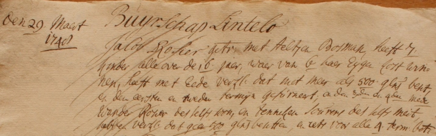 Rosier, Lintelo, Liberale Gifte 1748