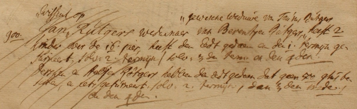 Rutgers, Lintelo, Liberale Gifte 1748