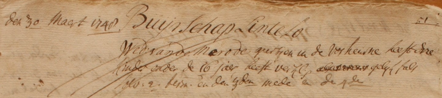 Marode, Lintelo, Liberale Gifte 1748