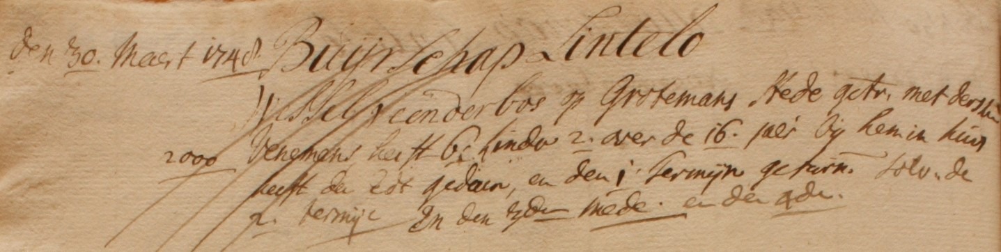 Grotemans, Lintelo - Liberale Gifte 1748