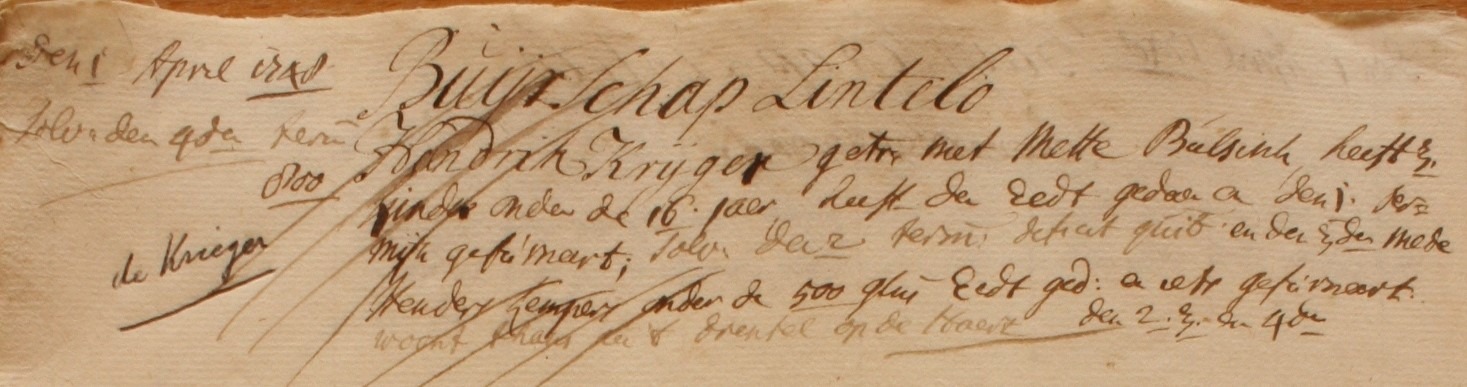 Krieger, Lintelo, Liberale Gifte 1748