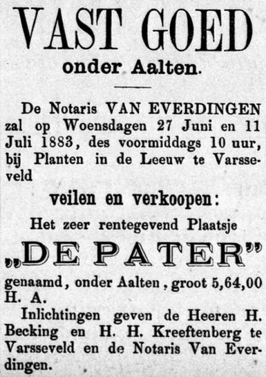 Pater, Lintelo - Graafschapbode, 30-05-1883