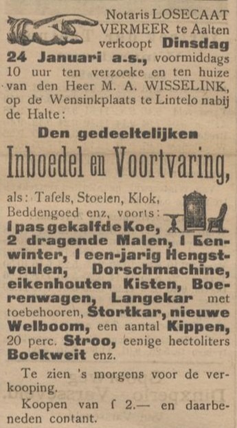 Wensink, Lintelo - Aaltensche Courant, 14-01-1905