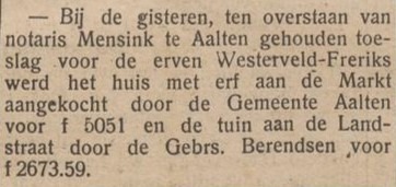 Markt 5, Aalten - De Graafschapper, 20-10-1916