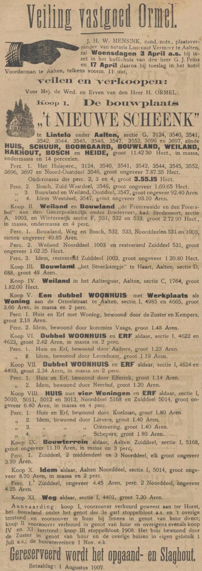 Nieuwe Scheenk, Lintelo - Aaltensche Courant, 23-03-1907