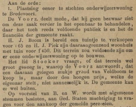 Onderwijzerswoning Bredevoort - Zutphensche Courant, 07-02-1894