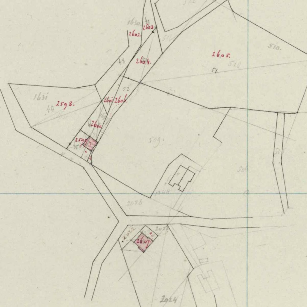 Pret, Dale - Fragment kadastrale kaart (1866)