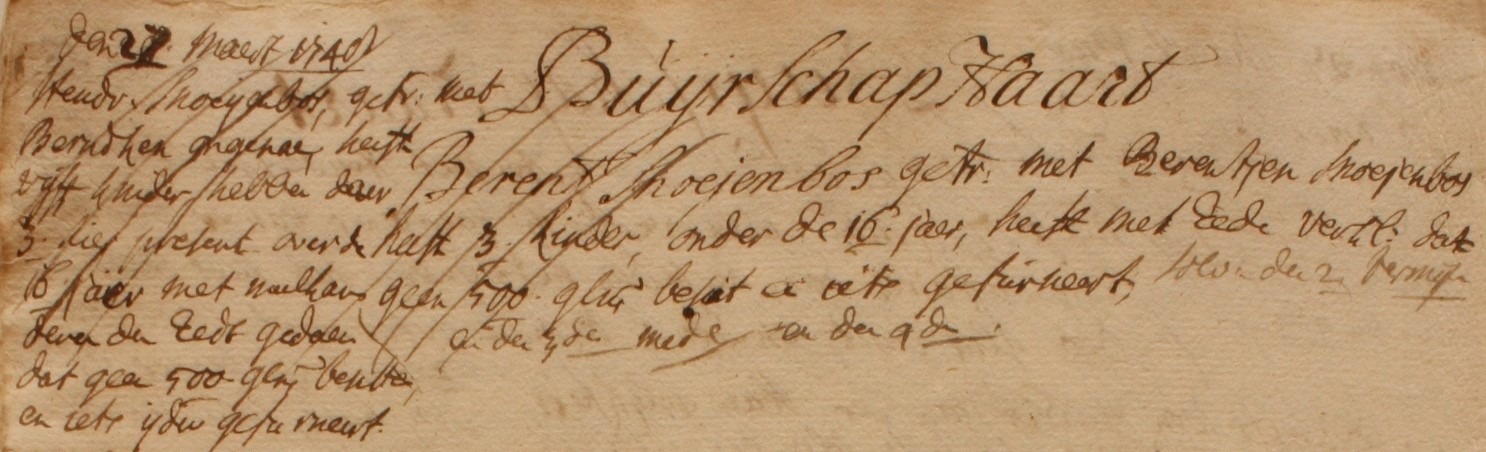 Snoeijenbos, Haart - Liberale Gifte 1748 (1)