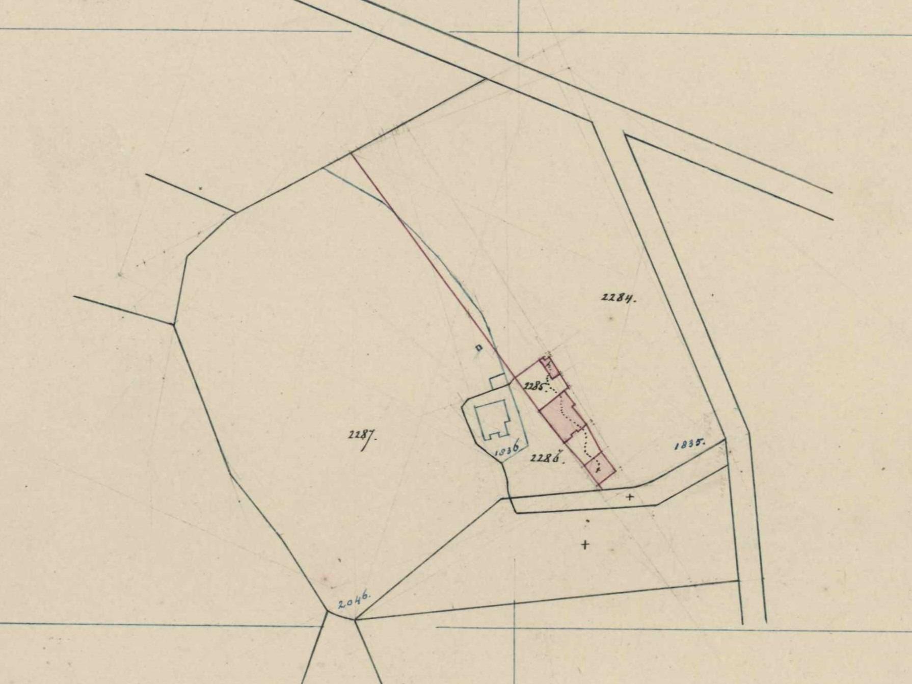 Straksweg 3-5, Barlo (Pakkebier) - Fragment kadastrale kaart, 1881